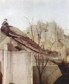 Sandro Botticelli, Anbetung der Heiligen Drei K�nige; detail: Pfau